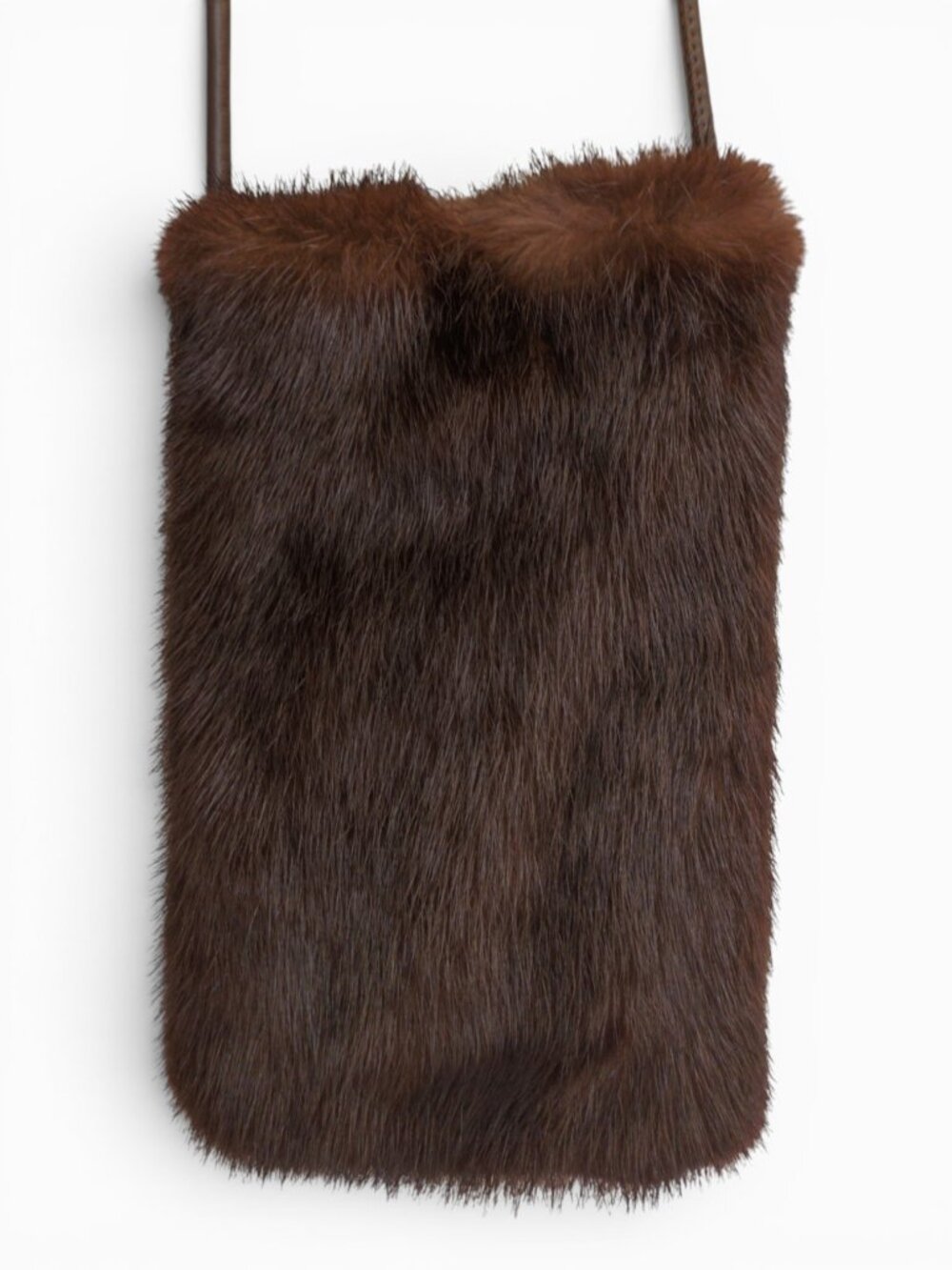 The Cashmere Project Brown Mink Fur Crossbody Bag, Magnetic Closure
